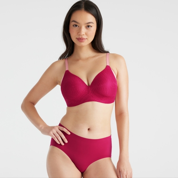 Knix Wing Woman Contour Wireless Bra Wire Free Red Pink New NWT Size 6 34e 34f - Picture 9 of 9